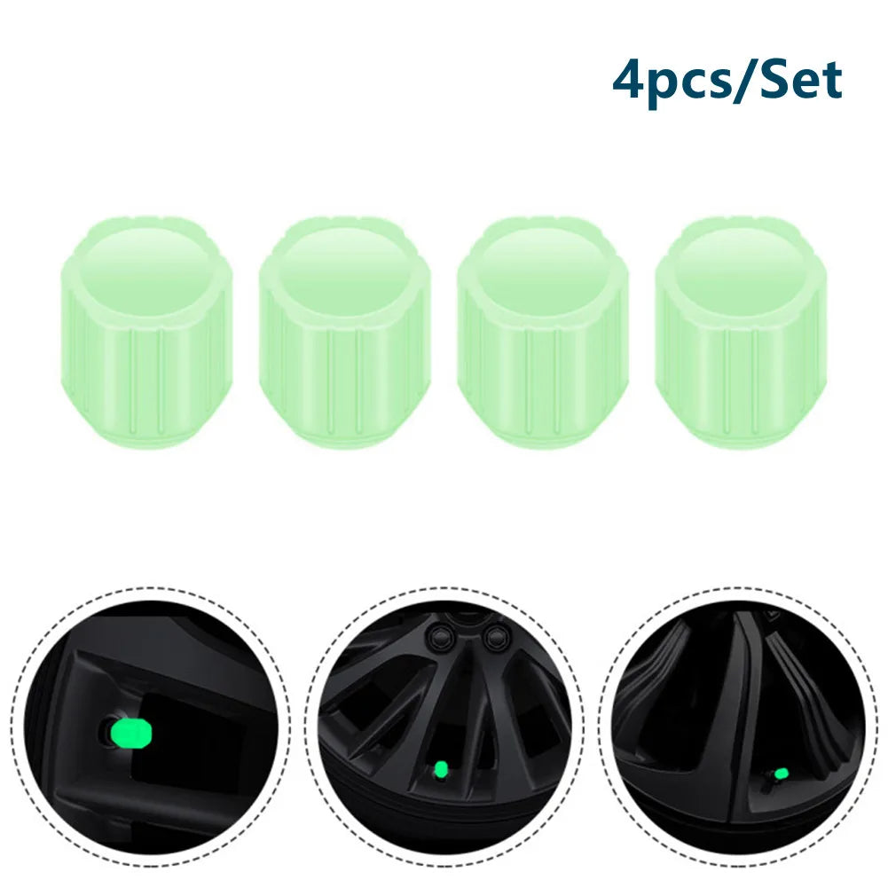 Universal Luminous Tire Valve Cap Set - Glow-in-the-Dark Light Luminous Stylish Accessories for Cars, Motorcycles, and Bikes