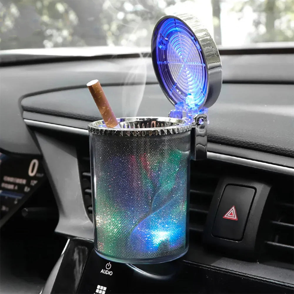 Car Ashtray with LED Light Car Interior Decoration