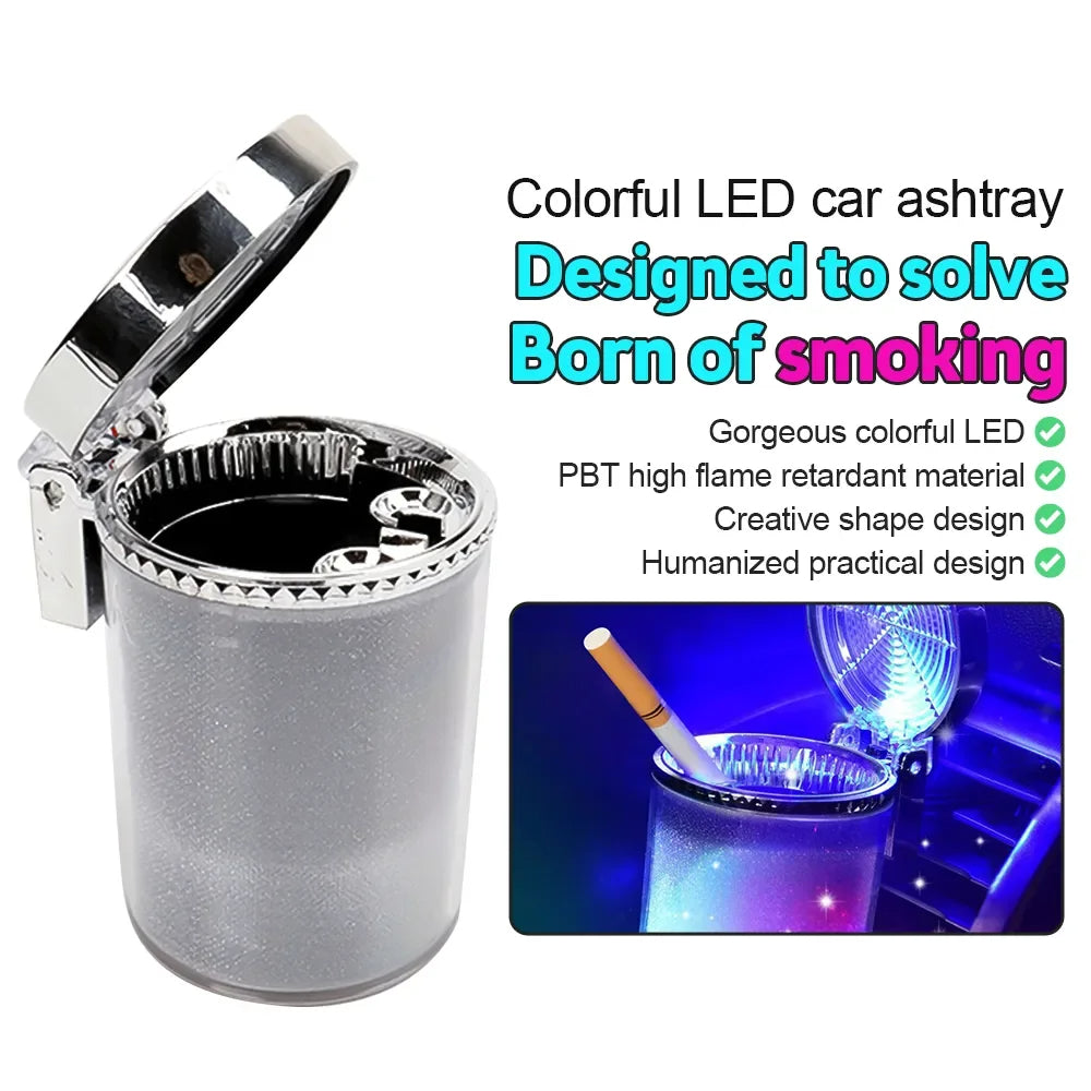 Car Ashtray with LED Light Car Interior Decoration